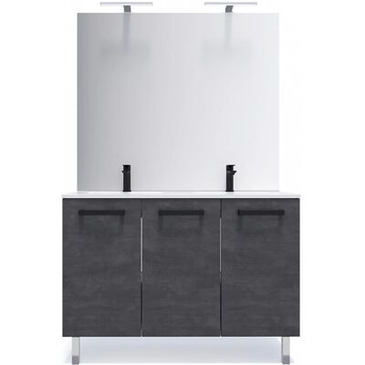 Homifab - 120cm double vasque - Ardoise métallisée - miroir LED - Salle de bains - Publicité Homifab - 120cm double vasque - Ardoise métallisée - miroir LED - Salle de bains - Publicité