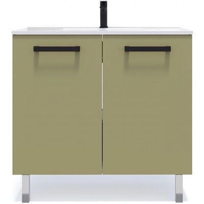 Homifab - Chelsea 90cm - Vert olive - 2 portes - Meuble de salle de bains - Publicité Homifab - Chelsea 90cm - Vert olive - 2 portes - Meuble de salle de bains - Publicité