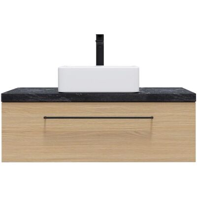 Homifab - Glasgow - Chêne naturel - 90 cm de largeur - Vanity salle de bains - Publicité Homifab - Glasgow - Chêne naturel - 90 cm de largeur - Vanity salle de bains - Publicité