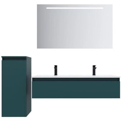 Hudson 120cm double lavabo intégré - bleu mat - miroir LED - meuble de salle de bains - Publicité Hudson 120cm double lavabo intégré - bleu mat - miroir LED - meuble de salle de bains - Publicité