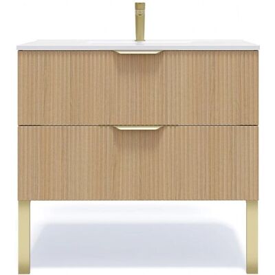 Homifab - Venice - Beige Wood - 90 cm - Vanity de salle de bains - Publicité Homifab - Venice - Beige Wood - 90 cm - Vanity de salle de bains - Publicité