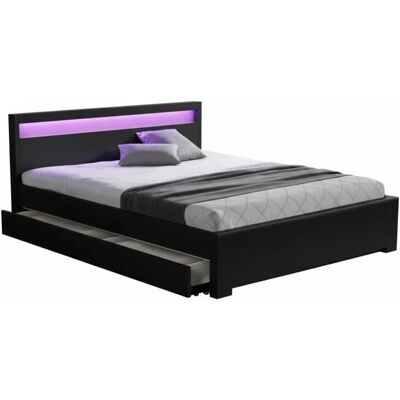 Generic - LitAdulte-140x190-LED-noir - 4 tiroirs - Lit - Publicité Generic - LitAdulte-140x190-LED-noir - 4 tiroirs - Lit - Publicité