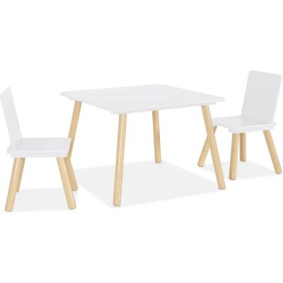 SWEEEK Ensemble Table et Chaises pour Enfants - Blanc - Table Carrée avec 2 Chaises - Publicité SWEEEK Ensemble Table et Chaises pour Enfants - Blanc - Table Carrée avec 2 Chaises - Publicité