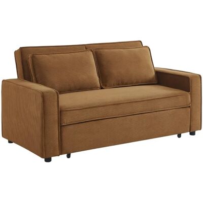 Sofá Cama Convertible Sweeek - Terciopelo Côtelé, Caoba, 3 en 1 Sofá Cama Convertible Sweeek - Terciopelo Côtelé, Caoba, 3 en 1