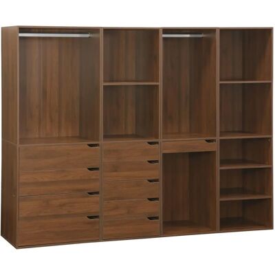 Armario modular de nogal Sweeek - Almacenamiento moderno para dormitorio Armario modular de nogal Sweeek - Almacenamiento moderno para dormitorio