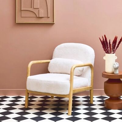 Sweeek Amelie Sillón - Estilo escandinavo redondo con efecto piel sintética o pelo - 66x82x77 cm Sweeek Amelie Sillón - Estilo escandinavo redondo con efecto piel sintética o pelo - 66x82x77 cm