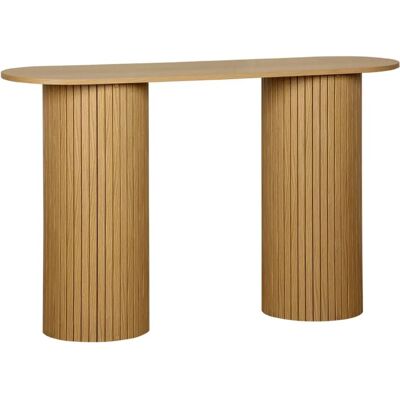 Console ovale scandinave Legacy - Effet bois naturel - Publicité Console ovale scandinave Legacy - Effet bois naturel - Publicité