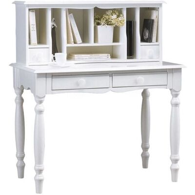 Bureau Secrétaire Blanc Bonheur du Jour - Style Anglais - 4 Tiroirs, 7 Niches - Publicité Bureau Secrétaire Blanc Bonheur du Jour - Style Anglais - 4 Tiroirs, 7 Niches - Publicité