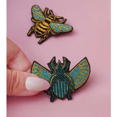 Mondial Tissus - Malicieuse - Egyptian Scarab - Canetille - Brooch Mondial Tissus - Malicieuse - Egyptian Scarab - Canetille - Brooch