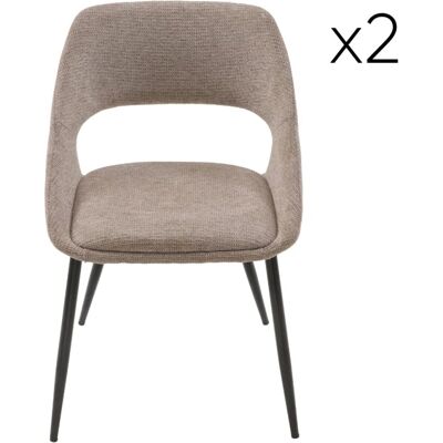 Calicosy - Lote de 2 sillas - gris tela - metal - sillas de comedor Calicosy - Lote de 2 sillas - gris tela - metal - sillas de comedor