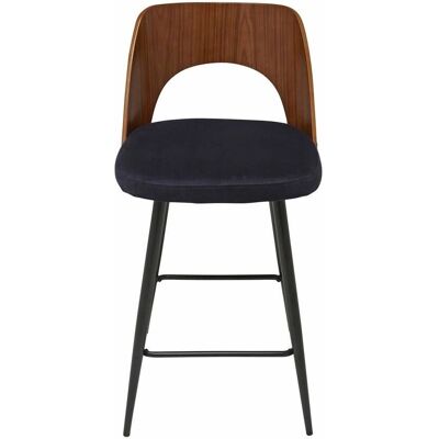 Signature - Silla de barra en terciopelo azul L45 cm - Blue Signature - Silla de barra en terciopelo azul L45 cm - Blue