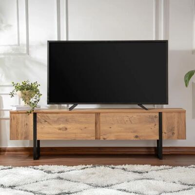 Mueble de TV industrial con armarios de madera y negro - Mueble de TV Mueble de TV industrial con armarios de madera y negro - Mueble de TV