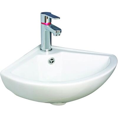 Ondee Pivoine Lavabo de cerámica suspendido - Ahorro de espacio - Blanco Ondee Pivoine Lavabo de cerámica suspendido - Ahorro de espacio - Blanco