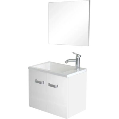 Lavabo Epice de DEGEO - con espejo - 50cm - Lacado - Entregado en kit - blanco Lavabo Epice de DEGEO - con espejo - 50cm - Lacado - Entregado en kit - blanco