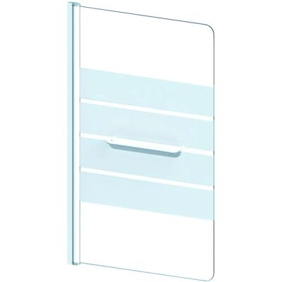 Paroi de douche blanche ONDEE 85x140 avec sérigraphie de 4 bandes - Publicité Paroi de douche blanche ONDEE 85x140 avec sérigraphie de 4 bandes - Publicité