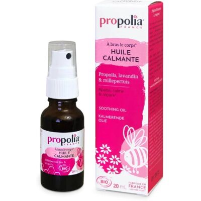 Huile Calmante à la Propolis et aux Herbes - 20ml Crème et Lotion Corporelle Propolia - Publicité Huile Calmante à la Propolis et aux Herbes - 20ml Crème et Lotion Corporelle Propolia - Publicité