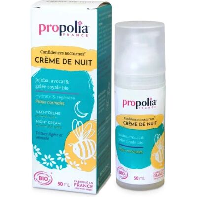 Crème de nuit jojoba avocat Propolia - Visage et Cou - Publicité Crème de nuit jojoba avocat Propolia - Visage et Cou - Publicité
