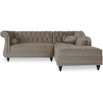 Canapé d'angle Empire Velours Taupe - Canapé - Publicité Canapé d'angle Empire Velours Taupe - Canapé - Publicité