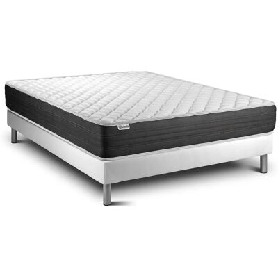 Vitalit Lit Blanc + Matelas Mousse à Mémoire 140x190 - Lit - Publicité Vitalit Lit Blanc + Matelas Mousse à Mémoire 140x190 - Lit - Publicité