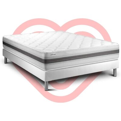 Vitalit Base Blanco Cama + Colchón de Espuma Viscoelástica 140x200 - Colchón Vitalit Base Blanco Cama + Colchón de Espuma Viscoelástica 140x200 - Colchón