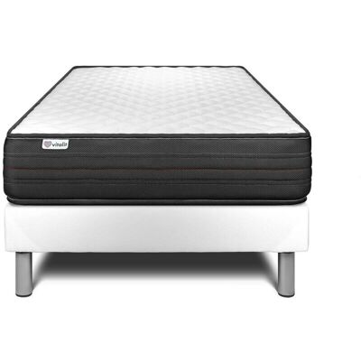 Vitalit Base tapissée blanche + Matelas en mousse à mémoire 90x190 - Lit - Publicité Vitalit Base tapissée blanche + Matelas en mousse à mémoire 90x190 - Lit - Publicité