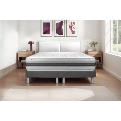 Vitalit Lit capitonné gris + Matelas en mousse à mémoire 2x80x200 - Matelas - Publicité Vitalit Lit capitonné gris + Matelas en mousse à mémoire 2x80x200 - Matelas - Publicité