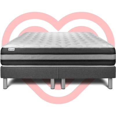 Vitalit Base de Cama Gris + Colchón de Espuma Viscoelástica - Pack de Colchón y Base Vitalit Base de Cama Gris + Colchón de Espuma Viscoelástica - Pack de Colchón y Base
