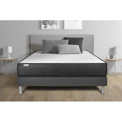 Vitalit - Base tapizada gris + Colchón con espuma viscoelástica 140 x 200 - cama Vitalit - Base tapizada gris + Colchón con espuma viscoelástica 140 x 200 - cama