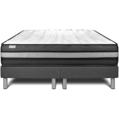 Vitalit - Base tapizada gris + Colchón con espuma viscoelástica 2x100x200 - Colchón y Base Vitalit - Base tapizada gris + Colchón con espuma viscoelástica 2x100x200 - Colchón y Base