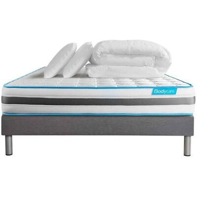 Ensemble Matelas Bodycare - 140x190cm - Gris - Mousse à mémoire & Ressorts - Publicité Ensemble Matelas Bodycare - 140x190cm - Gris - Mousse à mémoire & Ressorts - Publicité