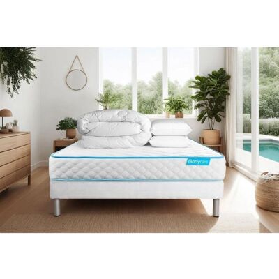 Ensemble de lit BODYCARE - Matelas et sommier 140x190cm - Blanc - Publicité Ensemble de lit BODYCARE - Matelas et sommier 140x190cm - Blanc - Publicité