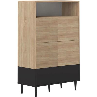 Buffet Horizon Temahome - Noir et Chêne Naturel - 90x40x140.6cm - Publicité Buffet Horizon Temahome - Noir et Chêne Naturel - 90x40x140.6cm - Publicité