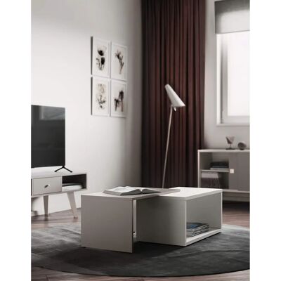 TEMAHOME GAVARNIE White Modern Bar Table with Side Shelves TEMAHOME GAVARNIE White Modern Bar Table with Side Shelves