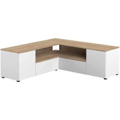 TEMAHOME Winkel TV Tisch - Modernes Melamin Design - 4 Geschlossene & 2 Offene Fächer - Frankreich TEMAHOME Winkel TV Tisch - Modernes Melamin Design - 4 Geschlossene & 2 Offene Fächer - Frankreich