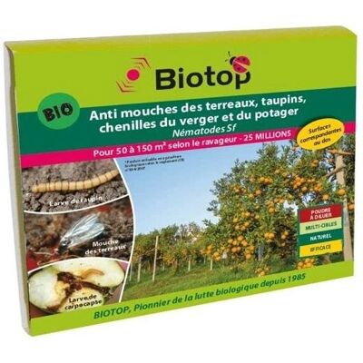 Nématodes Biotop Sf contre mouches des terreaux, taupins, chenilles, fourmis - Contrôle des nuisibles - Publicité Nématodes Biotop Sf contre mouches des terreaux, taupins, chenilles, fourmis - Contrôle des nuisibles - Publicité