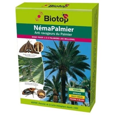Nématodes Biotop pour la lutte contre les parasites des palmiers - Charançon rouge et papillon palmivore - Publicité Nématodes Biotop pour la lutte contre les parasites des palmiers - Charançon rouge et papillon palmivore - Publicité