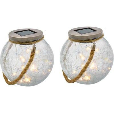 Lumisky 2X Crack Ball Cord - Boules solaires en verre avec LED blanc chaud - Intérieur/Extérieur - Publicité Lumisky 2X Crack Ball Cord - Boules solaires en verre avec LED blanc chaud - Intérieur/Extérieur - Publicité
