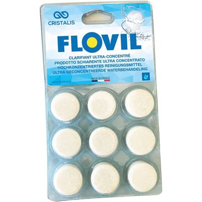 Pastilles Clarifiantes Flovil - Clarificateur de Piscine - Publicité Pastilles Clarifiantes Flovil - Clarificateur de Piscine - Publicité