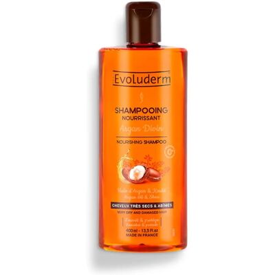 Shampoing Nourrissant Argan Divin - Soins pour Cheveux Secs et Endommagés - Publicité Shampoing Nourrissant Argan Divin - Soins pour Cheveux Secs et Endommagés - Publicité
