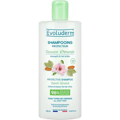 Shampoo Lait d'Amande Evoluderm - Protection Cheveux - Publicité Shampoo Lait d'Amande Evoluderm - Protection Cheveux - Publicité