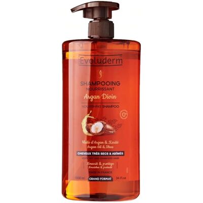 Evoluderm 1L Shampoo Nourrissant à l'Argan - Shampoo - Publicité Evoluderm 1L Shampoo Nourrissant à l'Argan - Shampoo - Publicité