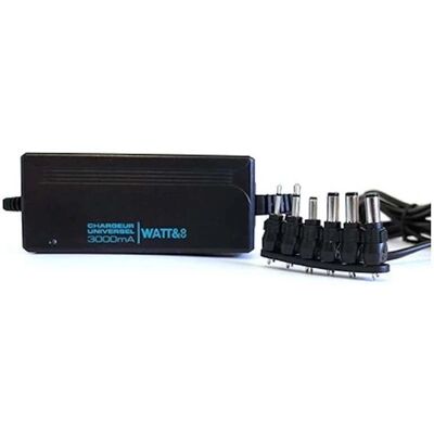 Chargeur universel WATT&CO 3000mA avec 8 fiches - Publicité Chargeur universel WATT&CO 3000mA avec 8 fiches - Publicité