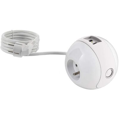 Multiprise Wattball de WATT AND CO avec USB - Blanc - Publicité Multiprise Wattball de WATT AND CO avec USB - Blanc - Publicité