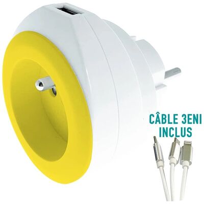 WATT & CO Prise murale USB réversible Jaune - Prise électrique - Publicité WATT & CO Prise murale USB réversible Jaune - Prise électrique - Publicité