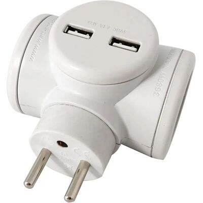 WATTCO Watt & Co Multiprise - 2 Prises & USB - Blanc - Publicité WATTCO Watt & Co Multiprise - 2 Prises & USB - Blanc - Publicité