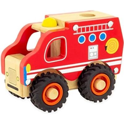 Camion de Pompiers Ulysse - Rouge - Jouet en Bois - Publicité Camion de Pompiers Ulysse - Rouge - Jouet en Bois - Publicité