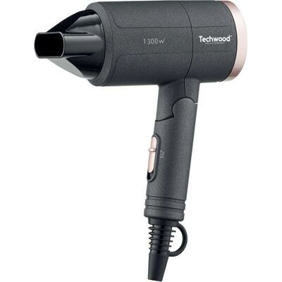 Techwood TSC-1296 Haartrockner - 1300 W, Schwarz, Faltbarer Griff Techwood TSC-1296 Haartrockner - 1300 W, Schwarz, Faltbarer Griff