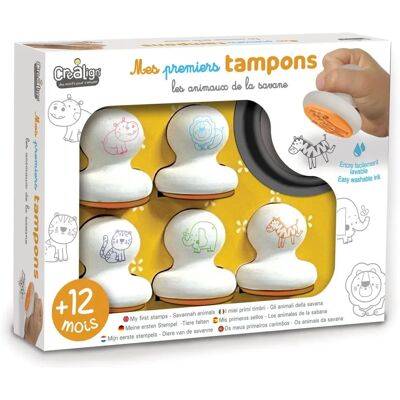 Crealign - Set de sellos de animales de la sabana - 12 meses+ Crealign - Set de sellos de animales de la sabana - 12 meses+