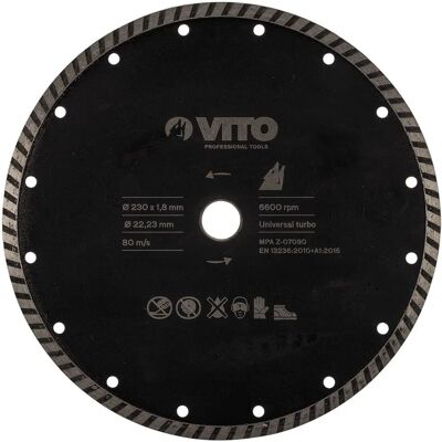 VITO Modèle 230mm Lame Diamant Turbo - Disque Diamant - Publicité VITO Modèle 230mm Lame Diamant Turbo - Disque Diamant - Publicité