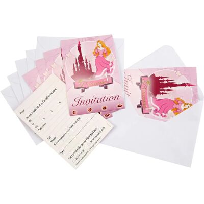 JADEO 6 Princess Invitation Cards - 10x15cm - Universal Size JADEO 6 Princess Invitation Cards - 10x15cm - Universal Size